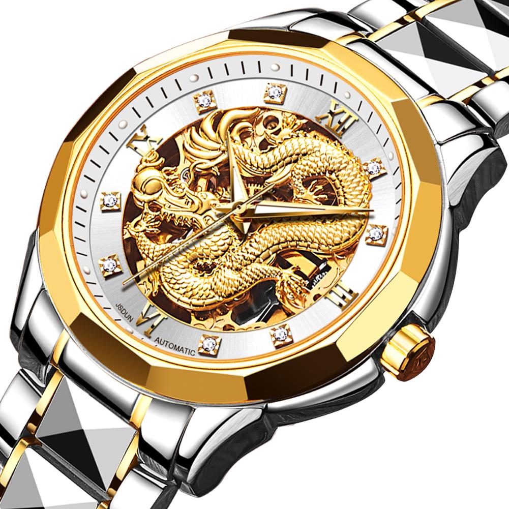 Dragon Skeleton Automatic Mechanical Watches For Men Wrist Watch Stainless Steel