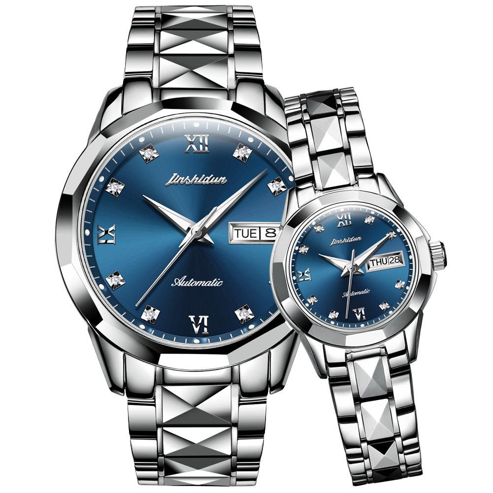 Tungsten Steel Waterproof Automatic Mechanical Business Men And Women couple Watch