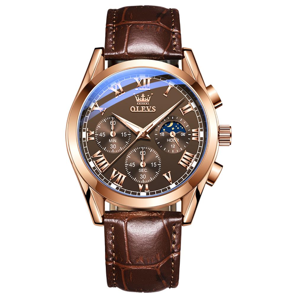 Multifunctional sports three-eye six-hand chronograph watch waterproof luminous men's watch