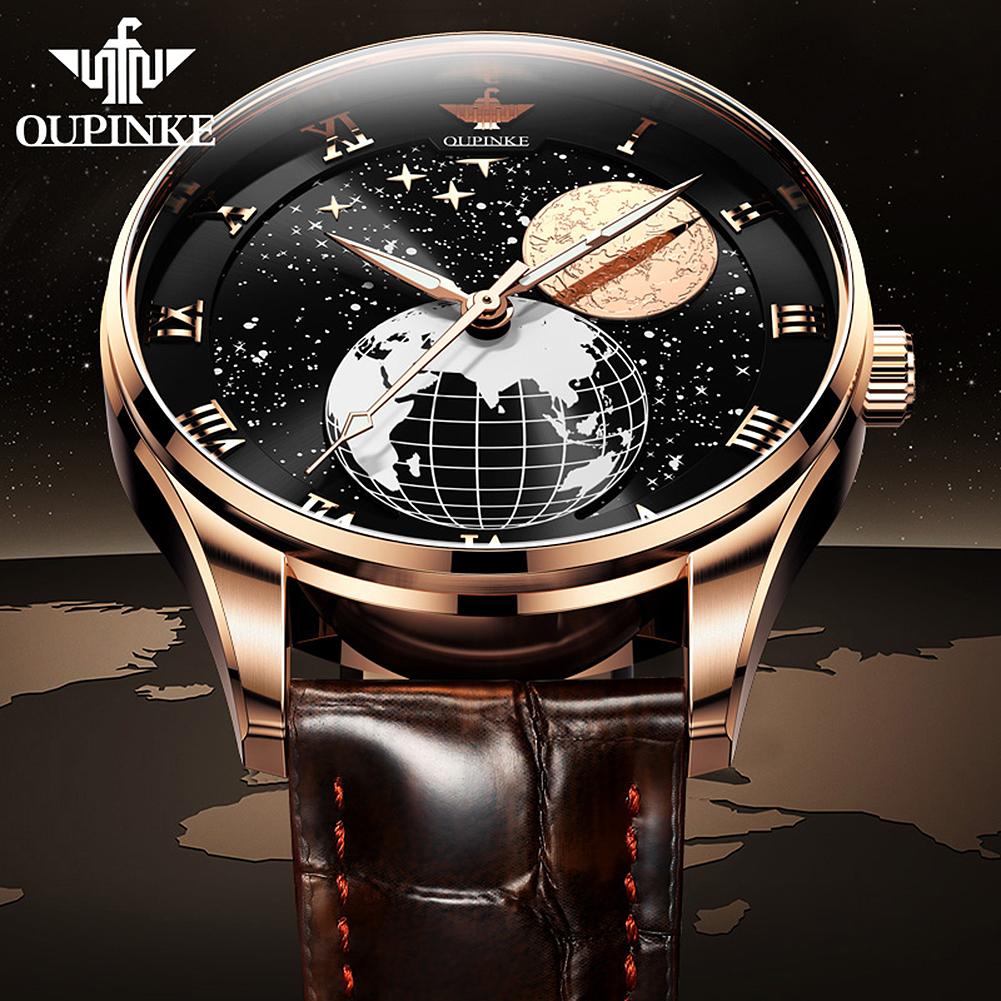 OUPINKE Starry Sky Automatic Mechanical Watch Waterproof Men's Watch