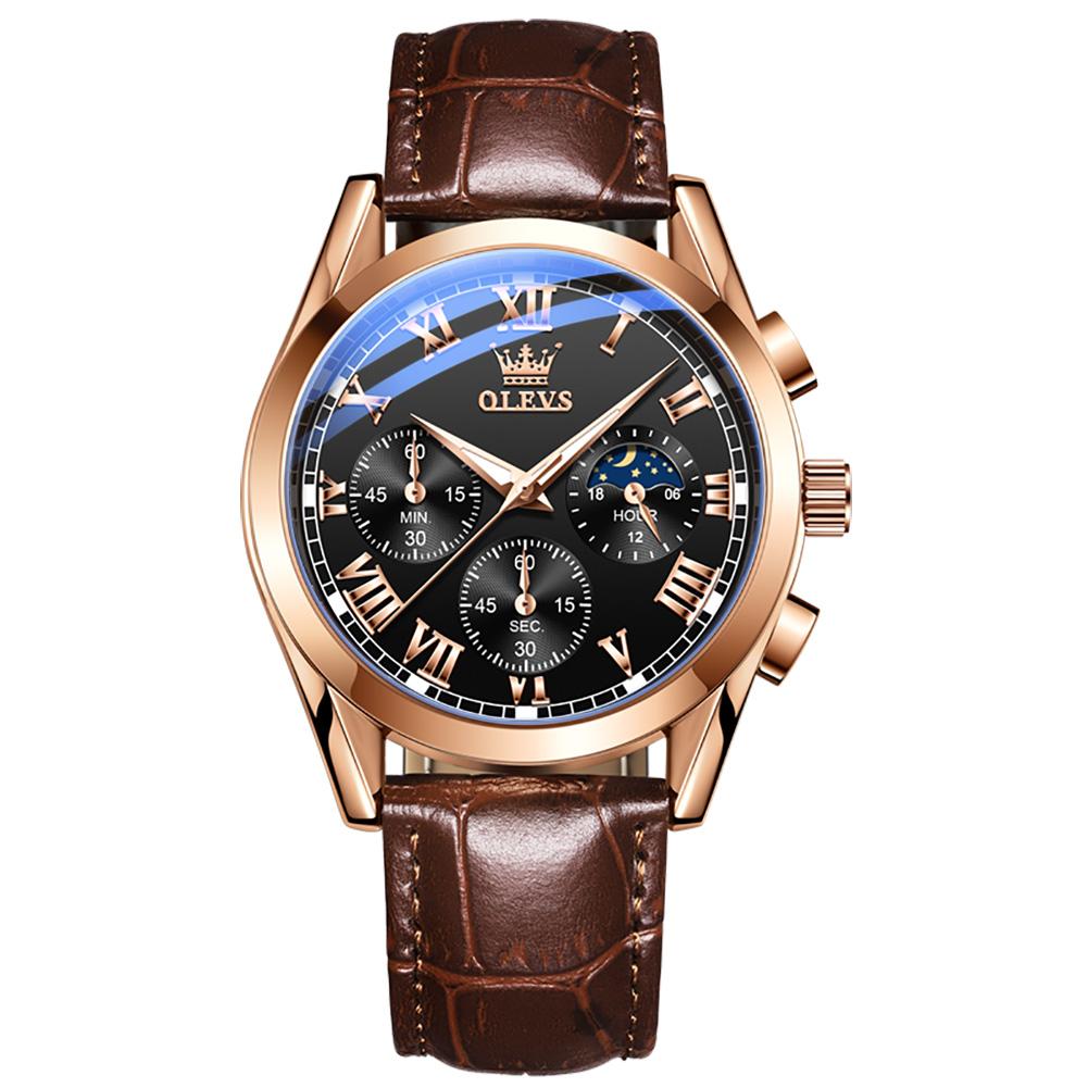 Multifunctional sports three-eye six-hand chronograph watch waterproof luminous men's watch