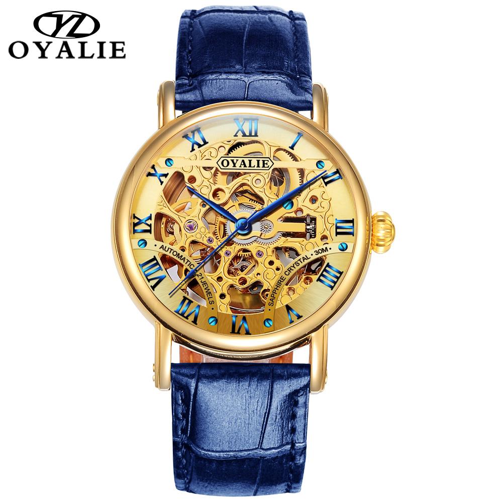 Automatic mechanical watch fashion hollow leather belt waterproof men and women couple watch