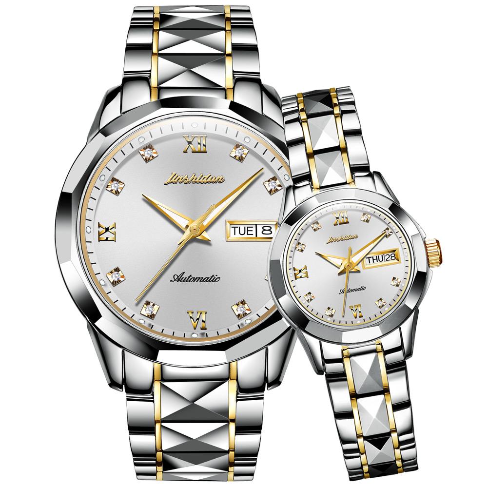 Tungsten Steel Waterproof Automatic Mechanical Business Men And Women couple Watch