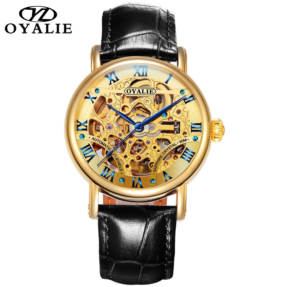 Automatic mechanical watch fashion hollow leather belt waterproof men and women couple watch