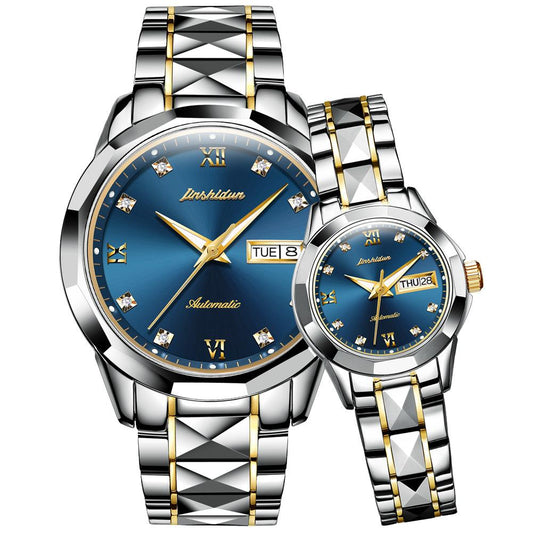 Tungsten Steel Waterproof Automatic Mechanical Business Men And Women couple Watch