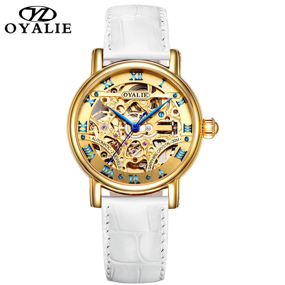 Automatic mechanical watch fashion hollow leather belt waterproof men and women couple watch