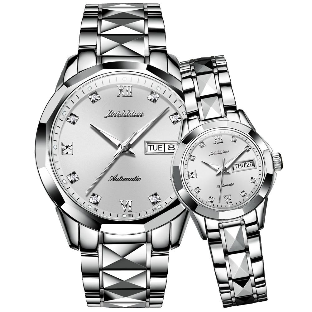 Tungsten Steel Waterproof Automatic Mechanical Business Men And Women couple Watch