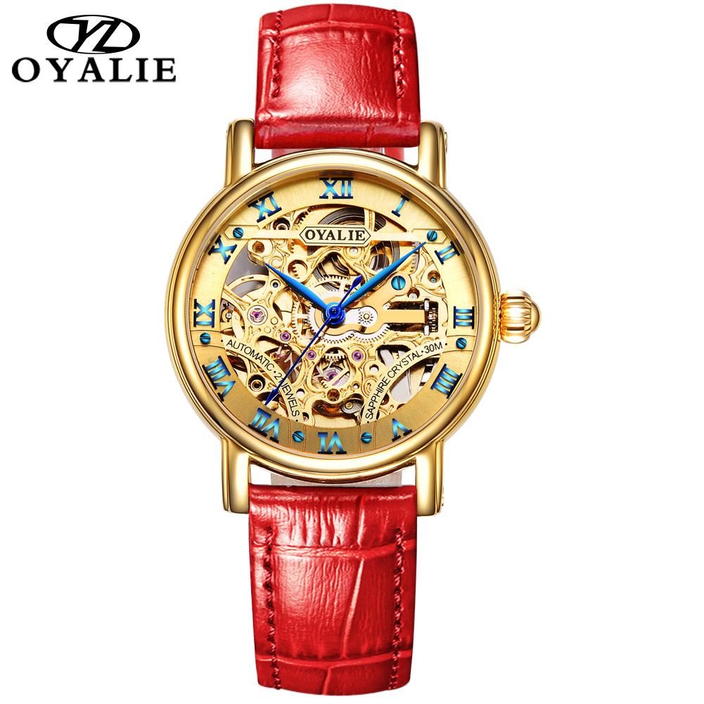 Automatic mechanical watch fashion hollow leather belt waterproof men and women couple watch